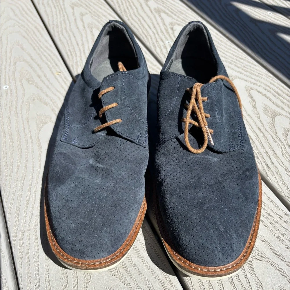 Ecco Men's Jeremy Perforated Tie Derby Oxford Navy Blue Sneakers US Size 7 - 7.5